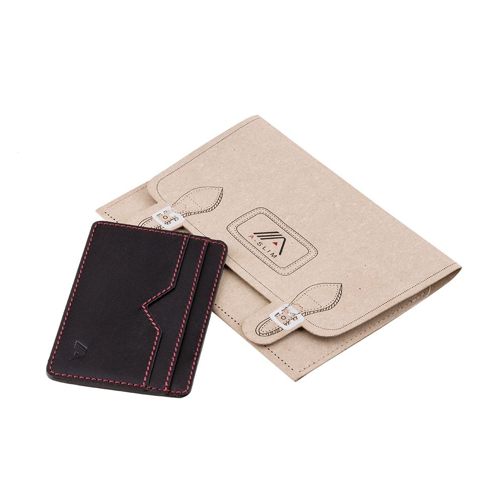 A-SLIM Minimalist Leather Wallet Sunnari - Black